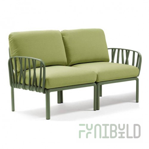 Plastic sofa with cushions Komodo 2, frame color agave, upholstery avocado