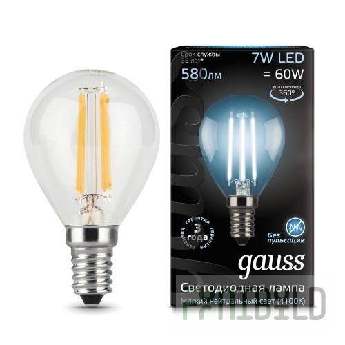 Lamp (LED) LED Gauss 7W 4100K Filament Globe