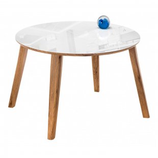 Glass table Semwell white / oak montana