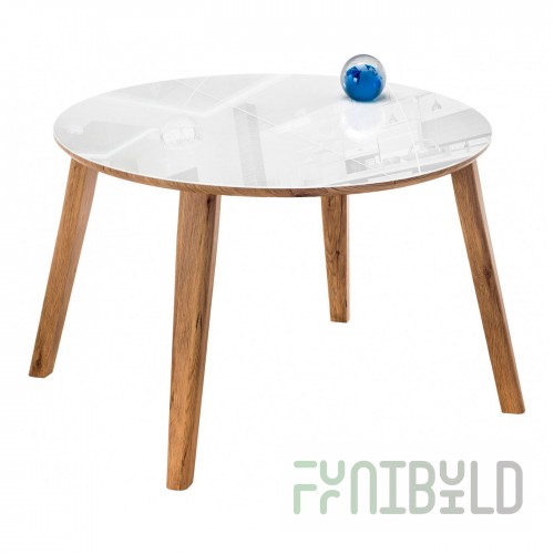 Glass table Semwell white / oak montana