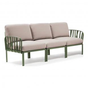 Plastic sofa with cushions Komodo 3 green/beige