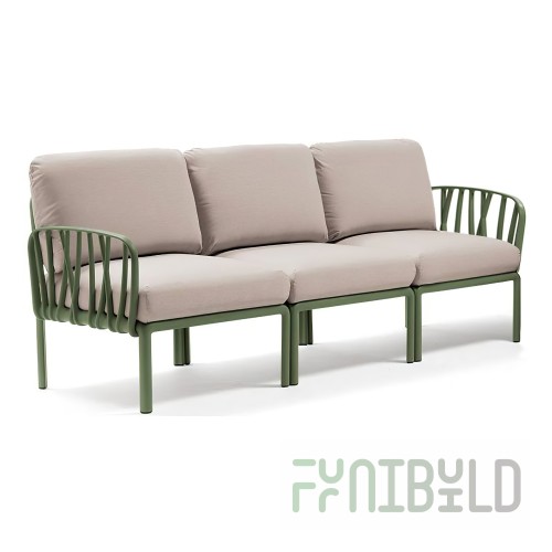 Plastic sofa with cushions Komodo 3 green/beige