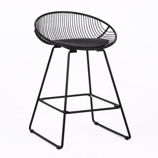 UFO Bar Stool Black with Black Cushion