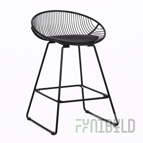 UFO Bar Stool Black with Black Cushion