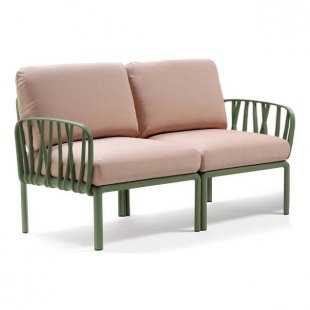 Plastic sofa with cushions Komodo 2, frame color agave, upholstery pink