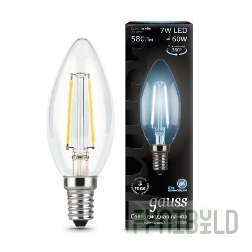 Lamp (LED) LED Gauss 7W E14 4100K Filament Candle