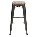 Tolix Wood Bar Stool Black Patina Gold