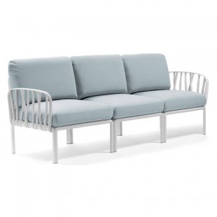 Plastic sofa with cushions Komodo 3, white/ice