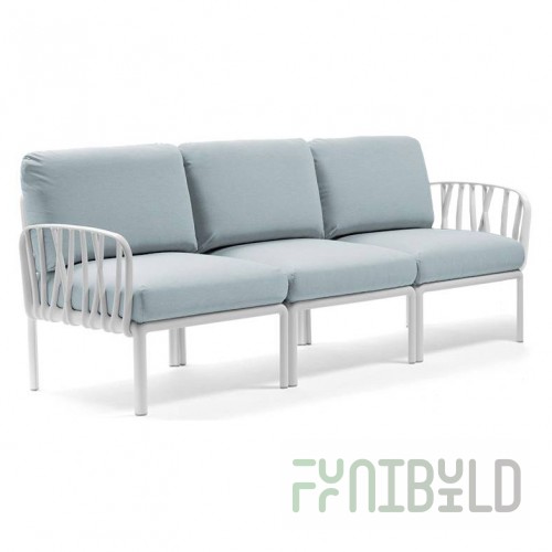 Plastic sofa with cushions Komodo 3, white/ice