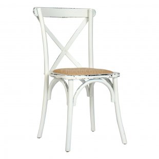 Crossback chair, white, with cushion, patina black