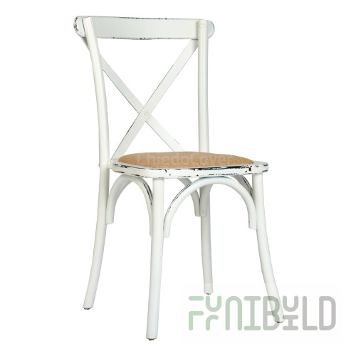 Crossback chair, white, with cushion, patina black