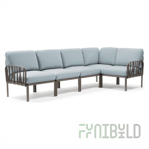 Plastic sofa with pillows Komodo 5 tortora/led