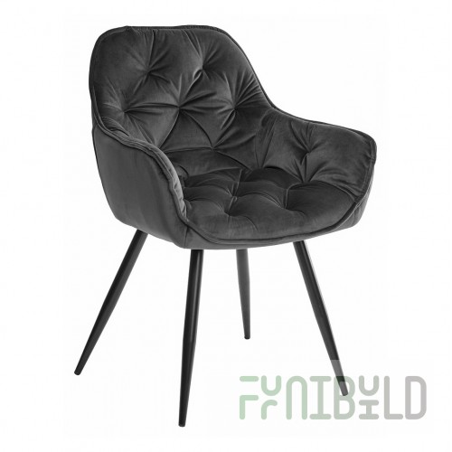 Malta chair, dark grey velour