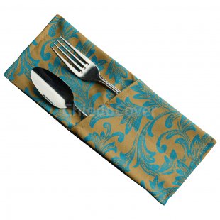 Couvert for 2 Mati devices, turquoise-gold monogram