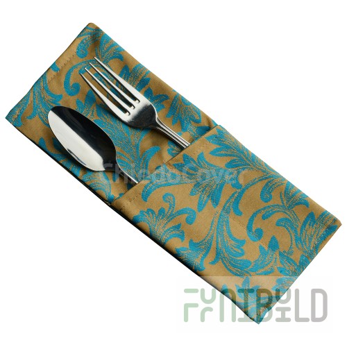 Couvert for 2 Mati devices, turquoise-gold monogram