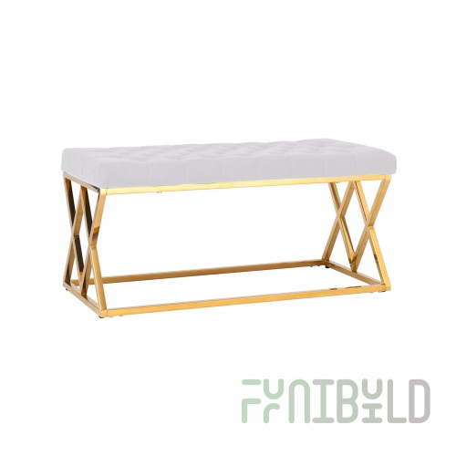 Bench Insignia, velvet beige, gold