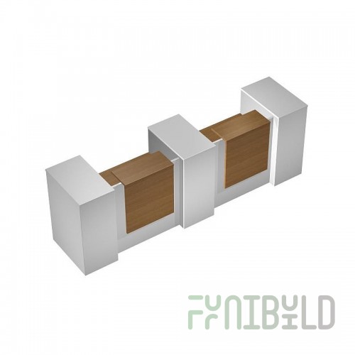 Reception desk Profiquadro straight with 2 cutouts, with 3 pedestals
