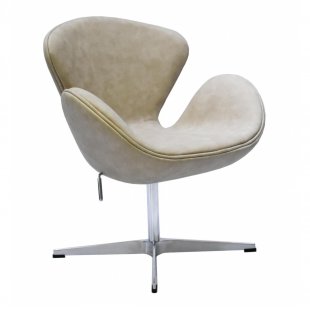 Swan Chair beige, with aged leather effect