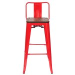 Tolix Wood Bar Chair with Backrest Red Glossy