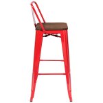 Tolix Wood Bar Chair with Backrest Red Glossy