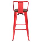 Tolix Wood Bar Chair with Backrest Red Glossy