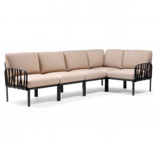 Plastic sofa with cushions Komodo 5 anthracite/beige