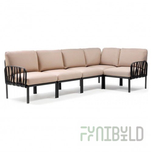 Plastic sofa with cushions Komodo 5 anthracite/beige