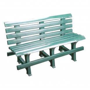 Plastic bench with backrest, blue-green