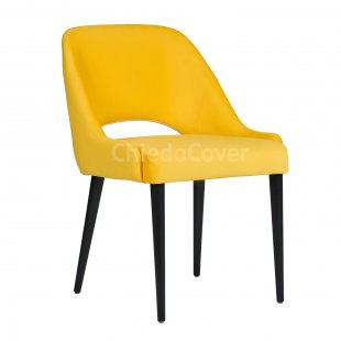 Mila chair, yellow velvet, black legs