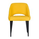 Mila chair, yellow velvet, black legs