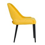 Mila chair, yellow velvet, black legs