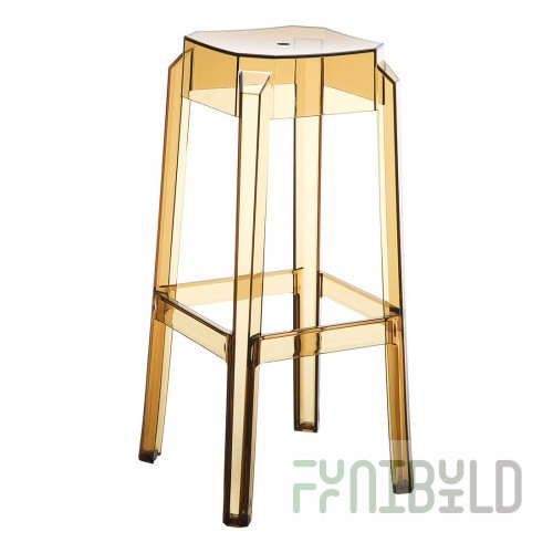 Transparent bar stool Fox 75 amber