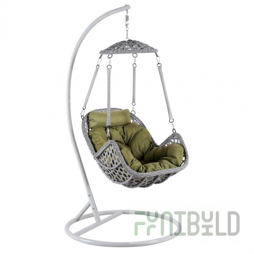 Misi Silver hanging chair made of artificial rattan