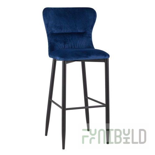 Bar stool Lillian, dark blue velvet