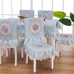 Tablecloth and chair covers with backrest, soft blue