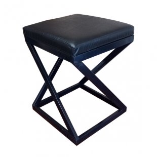 Loft stool, black frame, black eco-leather