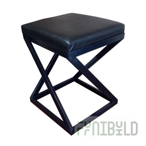 Loft stool, black frame, black eco-leather