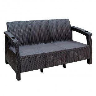 Rattan sofa Aguirre 3-seater, chocolate