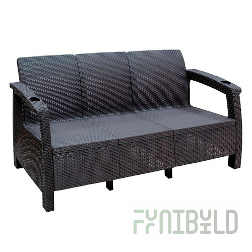 Rattan sofa Aguirre 3-seater, chocolate
