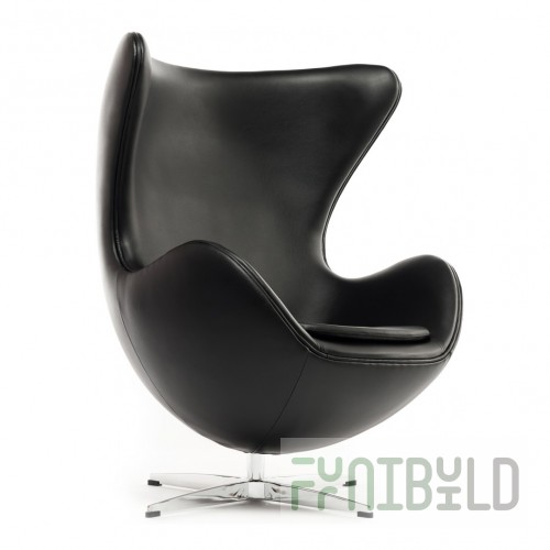 Egg chair, Jacobson style, black eco-leather