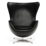 Egg chair, Jacobson style, black eco-leather