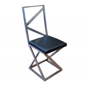 Loft chair, chrome frame, black eco-leather