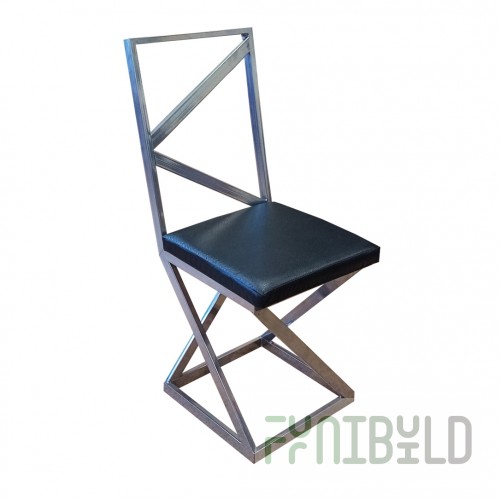 Loft chair, chrome frame, black eco-leather