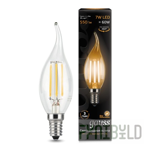 Lamp (LED) LED Gauss 7W 2700K Filament Candle tailed