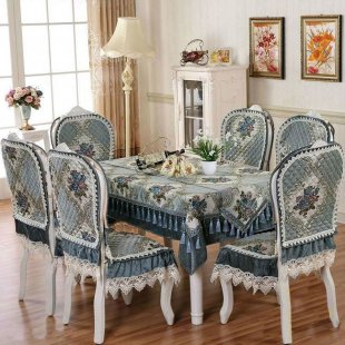 Table and chair set, jacquard, blue