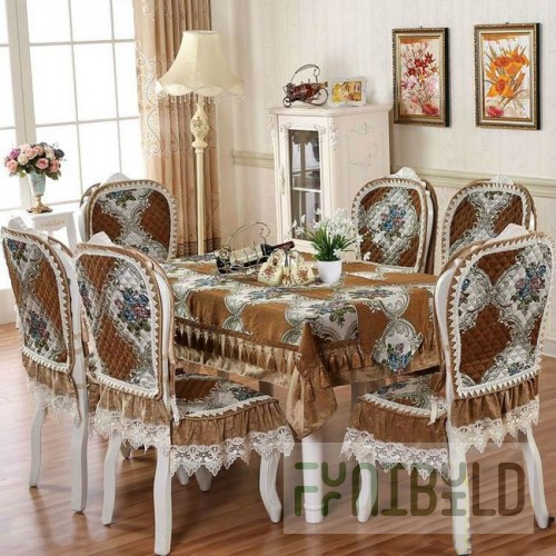 Table and chair set, jacquard, brown