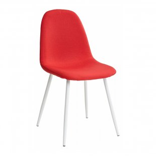 Cassiopea chair, red velour, white legs