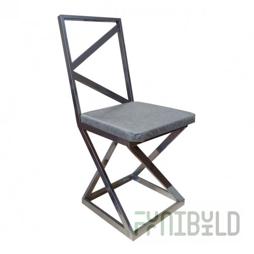Loft chair, chrome frame, grey eco-leather