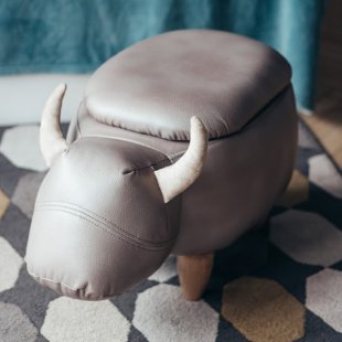 Pouf Bychok, matte grey, with box and lid