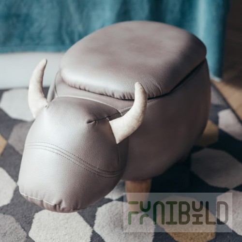 Pouf Bychok, matte grey, with box and lid